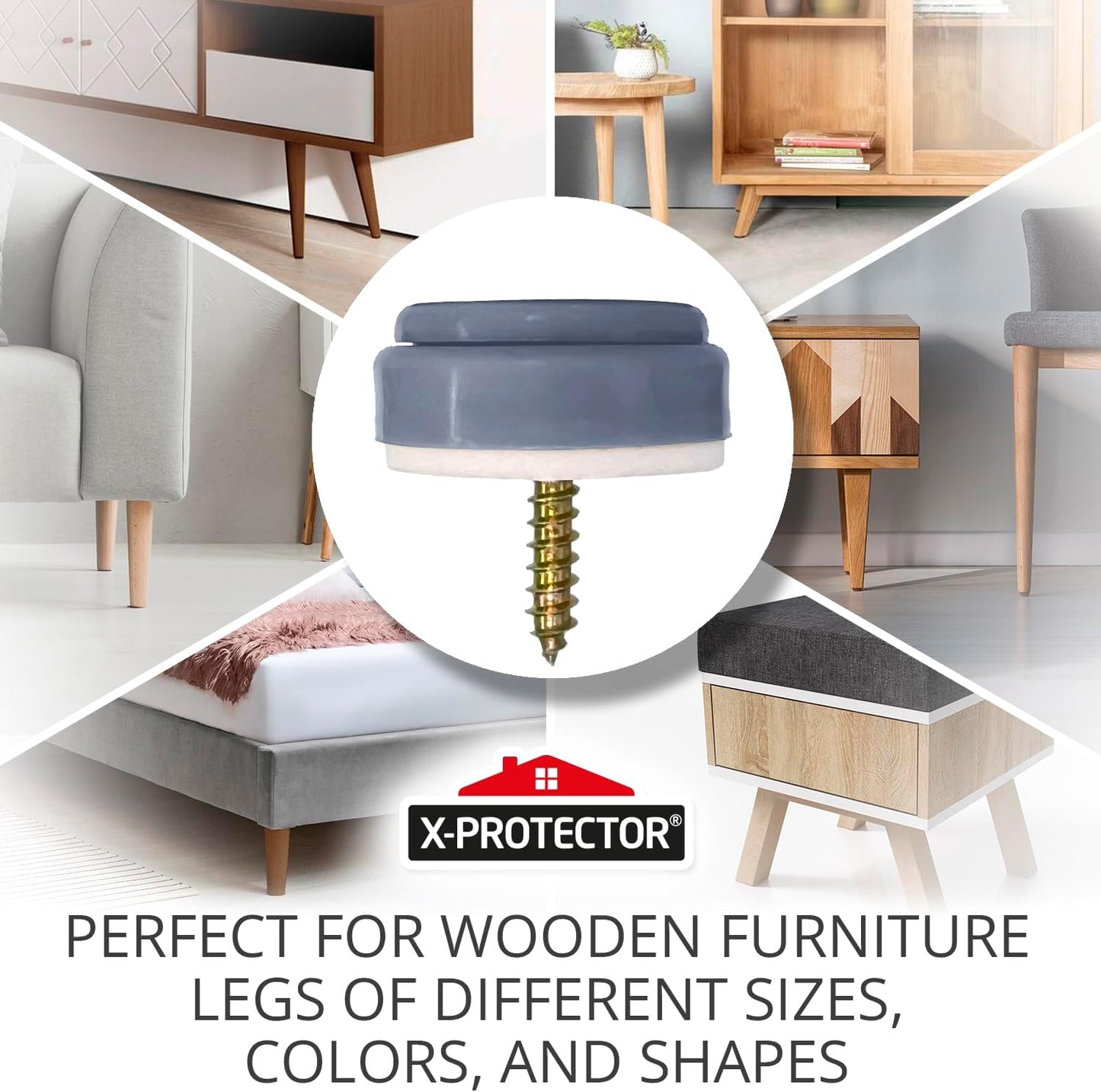 Chair Glides X-PROTECTOR – 16 PCS 1" Furniture Glides – Screw-On Chair Sliders – Premium Chair Leg Floor Protectors – Slide Furniture Effortlessly on All Floor Types with Small Furniture Sliders!