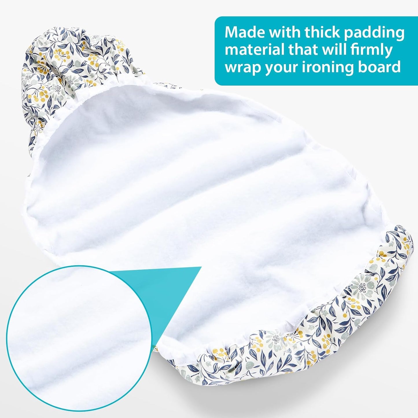 Table Top Ironing Board Cover 12 x 32 inch, 3 Layers Small Iron Board Cover, Heat Reflective Thick Padding with Elasticized Edges (Flora)