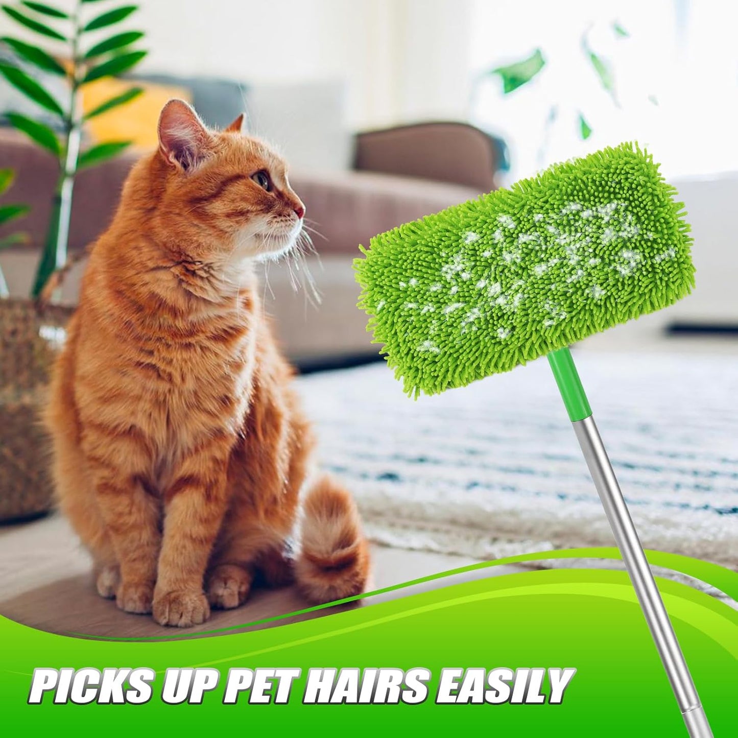 Set of 4 Reusable Microfiber Mop Pads Compatible with Swiffer Sweeper, Dry Sweeping Cloths, Washable Wet Mopping Cloth Refills for Floor Cleaning (Mop is Not Included) (4 Pack, Green)