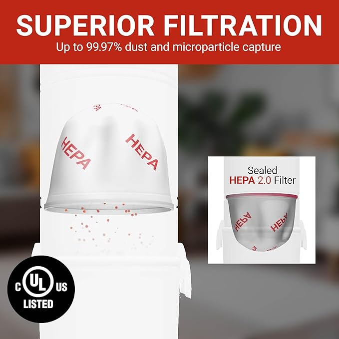 Broan-nutone 650 Air watts Residential Central Vacuum System - Advanced HEPA Filtration with 99.97% dust and microparticle Capture, Anti-Vibration, Powerful Suction