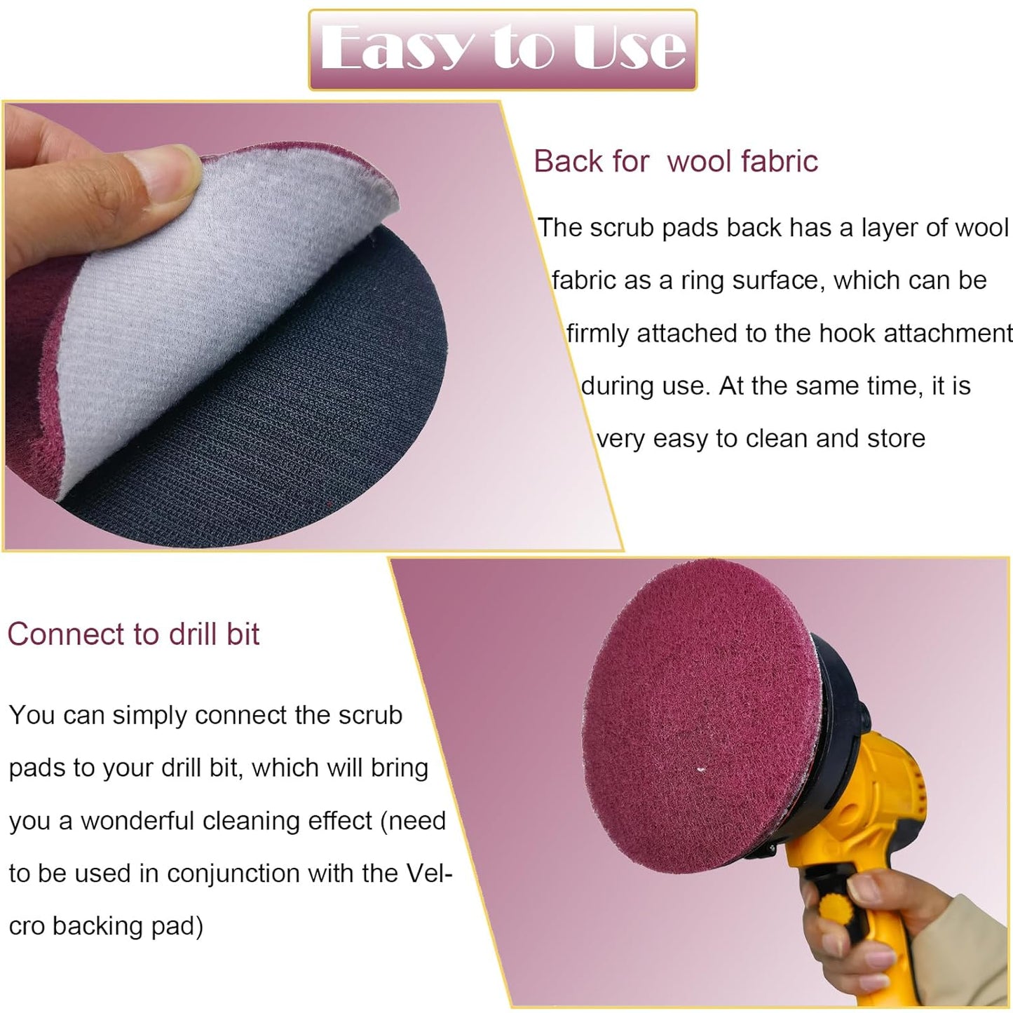 10 PCS 5 Inch 400 Grits Multipurpose Scrubber Scouring Pads Flocking Scuff Pads -Hoop and Loop Scuff Pads Conditioning Discs Polishing Pad for Furniture Automotive Cleaning, Rust Removal