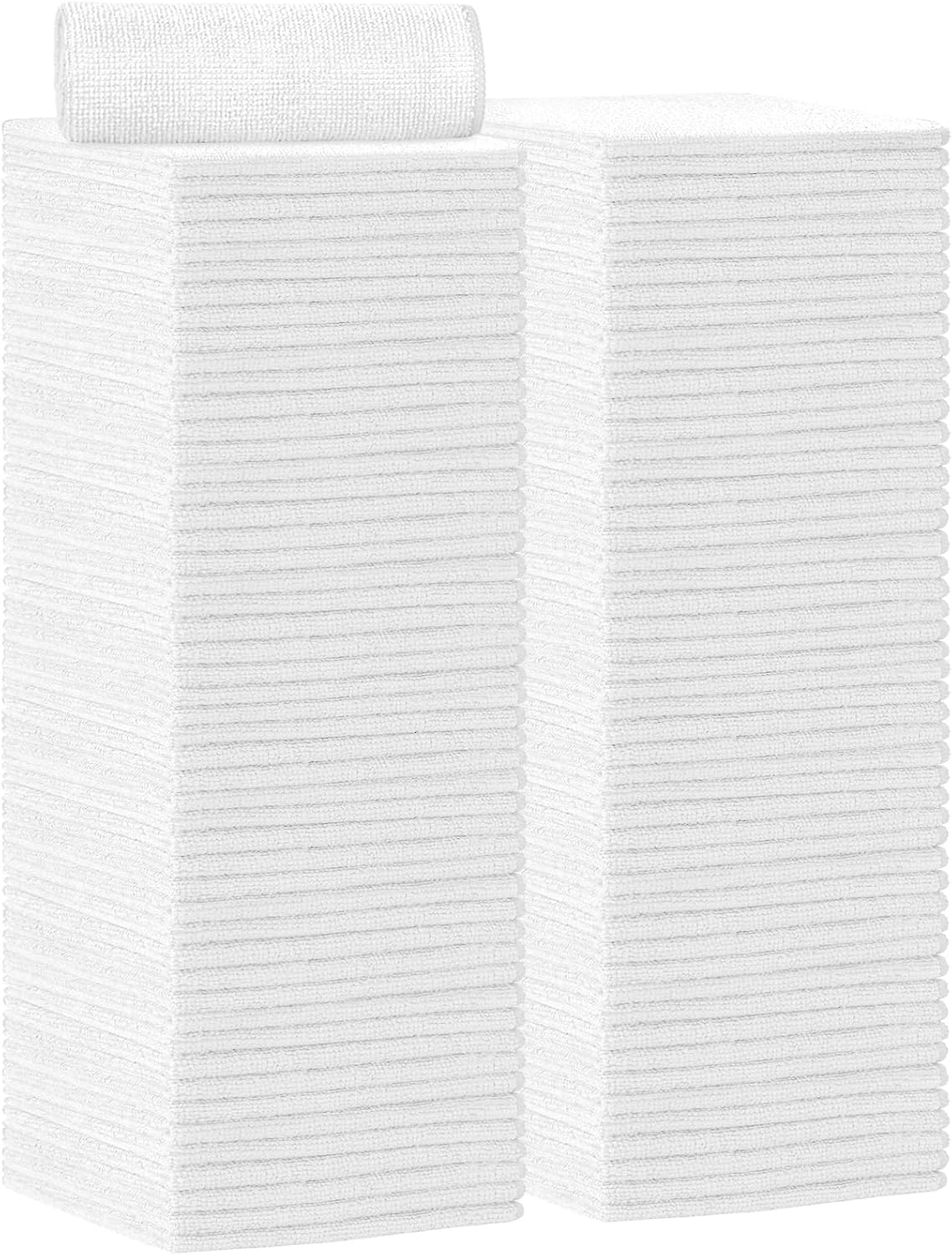 AIDEA Microfiber Cleaning Cloth 100PK, Soft Microfiber Towels for Cars, Absorbent Cleaning Rags, Lint-Free Streak-Free Wash Cloths for House, Kitchen, Window(12inx12in), White