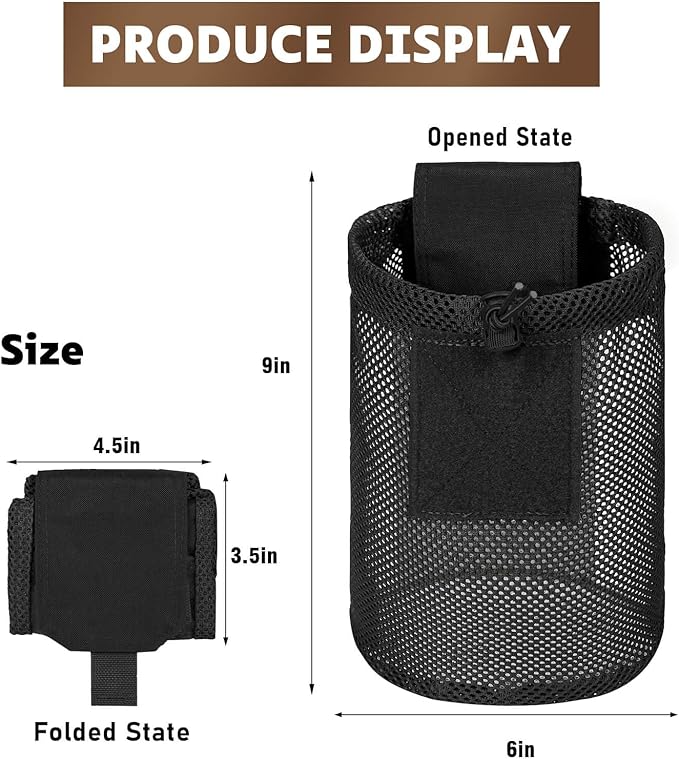 Dump Pouch Tactical Molle Mesh Pouches,Lightweight Range Compact Micro Drawstring Foraging Roll Up Foldable Recovery Ar Mag Tool Pack,EDC Drop Net Storage Belt Bag.…