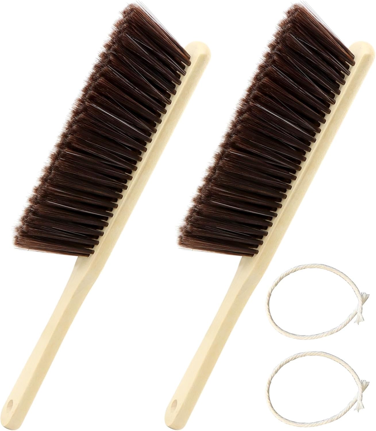 2 Pieces Hand Brushes for Cleaning Long Handle,Wooden Dust Brush Plastic Bristles,Soft Bristle Broom,Bench Brush Shop Brush,Rug Brush,Drafting Brush,Wood Dish Brush(Size:8.66x2.68 inches)