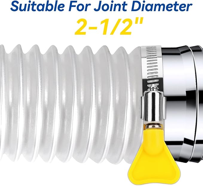 2.5 In x 10 Ft Heavy PVC Dust Collection Hose With 4 Clamps, Puncture Resistant and Flexible Clear Fume Hose With Carbon Steel Wire Coil for Woodworking and Dust System
