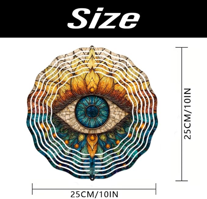 3D Wind Spinner for Garden - 10inch Stainless Steel with Double-Sided UV Printing | High-Resolution Images | Weather-Resistant Outdoor Spinning Decor for Patio, Yard & Gifts (Eye)