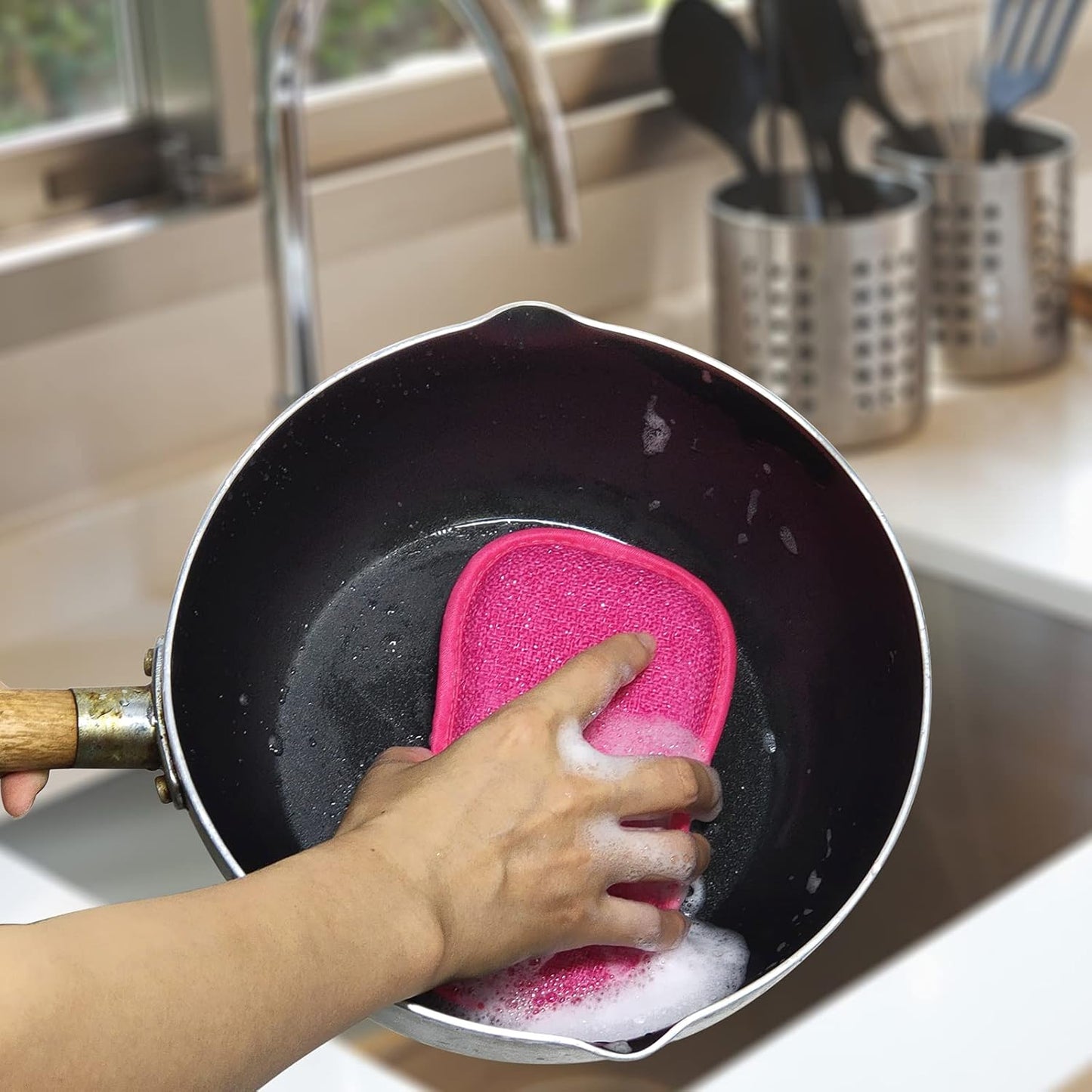10 Pack Kitchen Dish Sponges Scrubber Non-Scratch Multi-Purpose Dishcloths, Sponge Along with Heavy Duty Scouring Power - Effortless Cleaning of Dishes, Pots and Pans