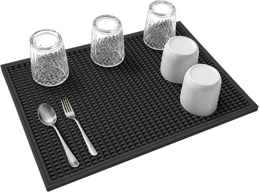 dish drying mat - 18" x 12" Black silicone drying mat , kitchen counter dish drying mats,rubber dish drying mat, Applies to bar mat、coffee mat