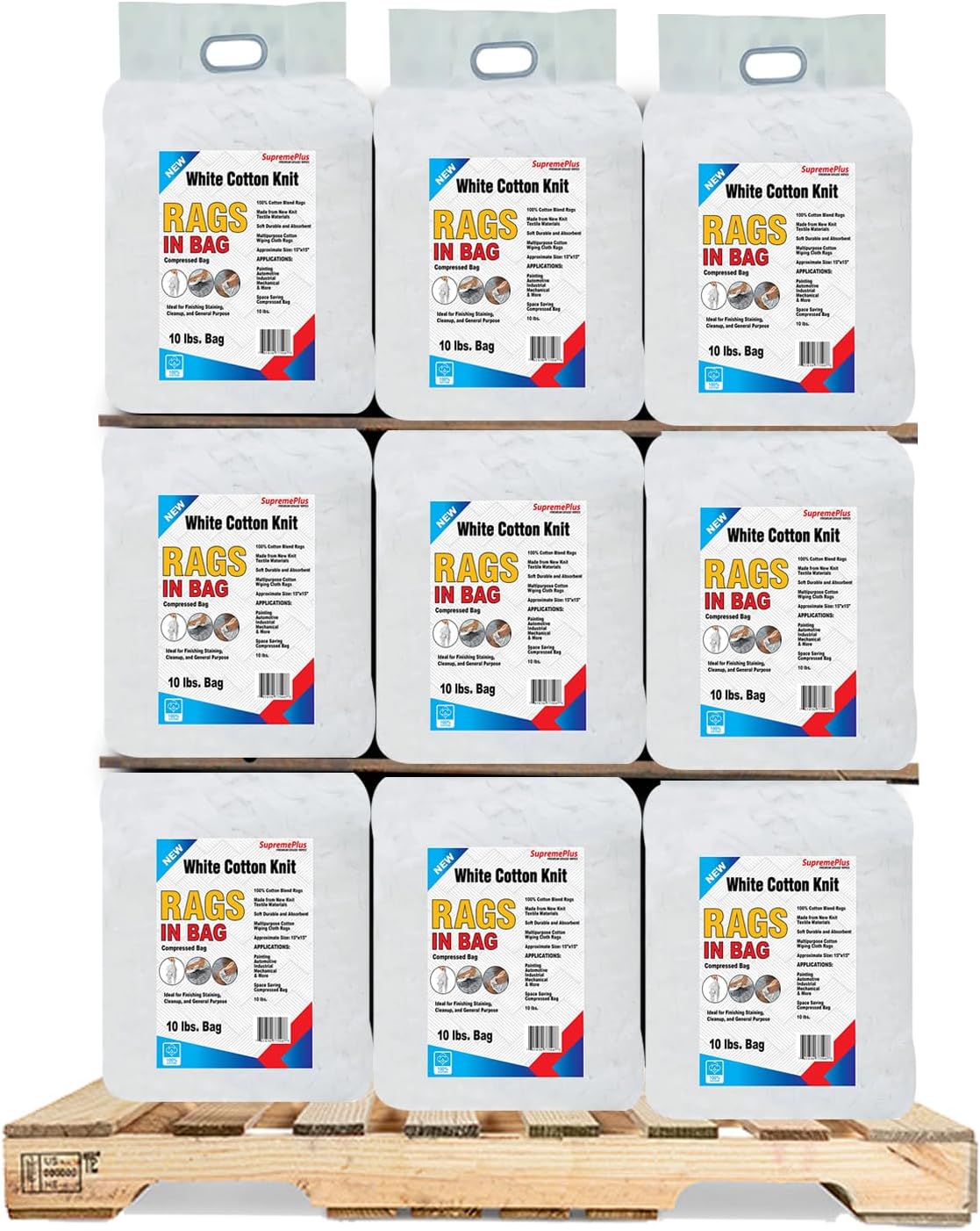 Premium White T-Shirt Cleaning Rags (600 lbs. Pallet 60x10 lbs. Bag of Rags) – White Cotton Rag for Cleaning, Staining, Painting, Oil, Grease & Dust Removal – Shop Rags Bulk