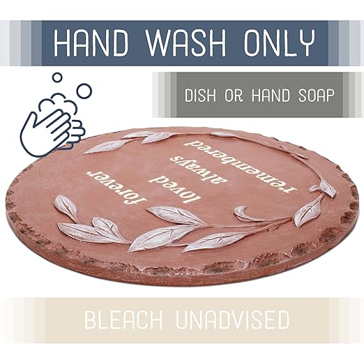 NAT & Jules Floral Laurel Wreath Leaves Pattern Dimensional Indoor Outdoor 12 inch Round Cast Resin Decorative Garden Stepping Stone, Patio, Walkway Sculpture Yard Art, Forever Loved Red