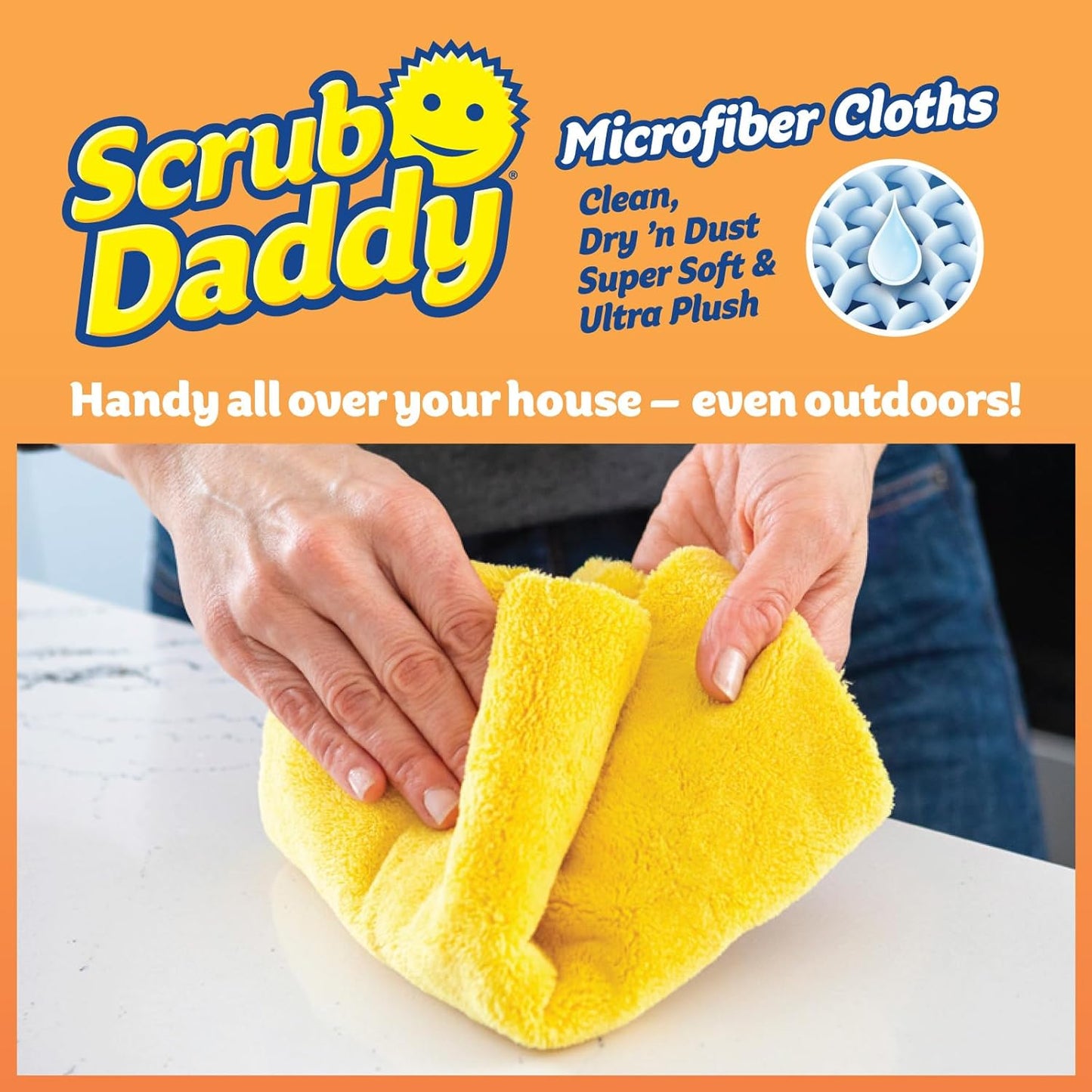 Scrub Daddy 10-Piece Microfiber Towel Set - Gentle Microfiber Cleaning Cloths - Replace Wash Cloths & Cleaning Rags with Lint Free Cloth - Streak-Free Shine on Glass, Cars & More (10 Pack)