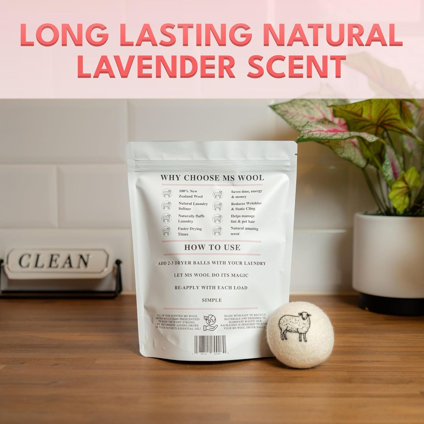 Lavender Scented Wool Dryer Balls – 4 XL Pack – Natural Fabric Softener, Reusable, Reduces Static, Reduces Wrinkles & Shortens Drying Time, Made W/Essential Oil, 100% Pure Wool