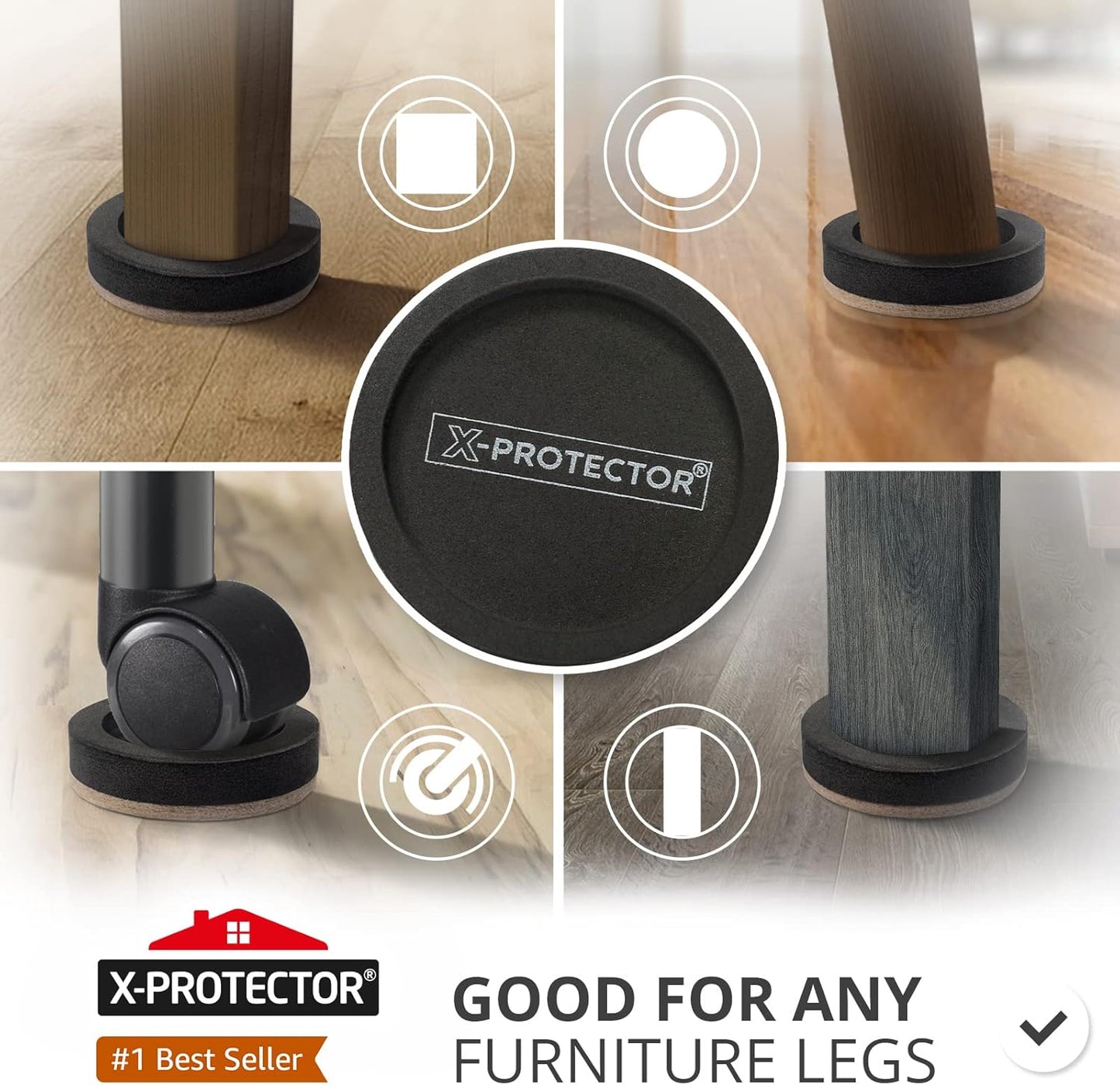 Felt Furniture Sliders for Hardwood Floors X-PROTECTOR 4 PCS 4 3/4” - Furniture Slider with Unique Design - Heavy-Duty Furniture Movers for Hard Surfaces - Felt Sliders - Move Your Furniture Easily!