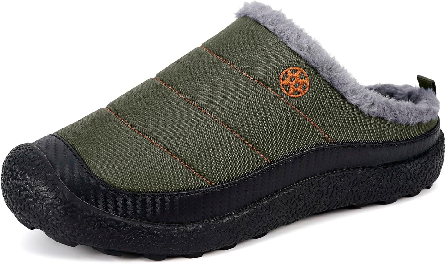 Womens Mens House Slippers Slip on Snow Winter Warm Fully Fur Lined Slippers Indoor Outdoor Shoes