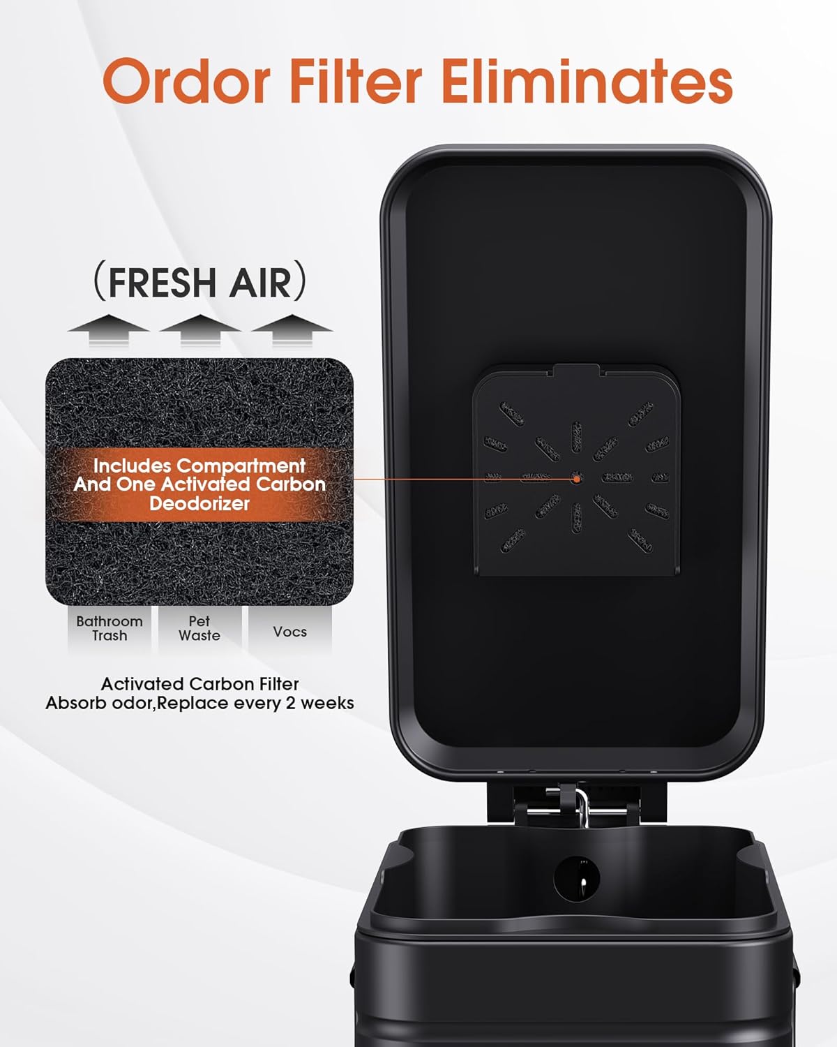 Small Trash Can with Lid Soft Close-10L/2.6 Gal Stainless Steel Outdoor Dog Poop Garbage Can-Metal Waste Bins with Pedal for Bathroom Bedroom Office-Black