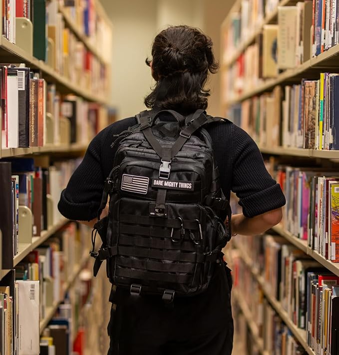 45L Elite Tactical Backpack | 3X Stronger Work & Military Backpack | Water Resistant and Heavy Duty | 3 Day MOLLE Bug Out Bag (Carbon Black)