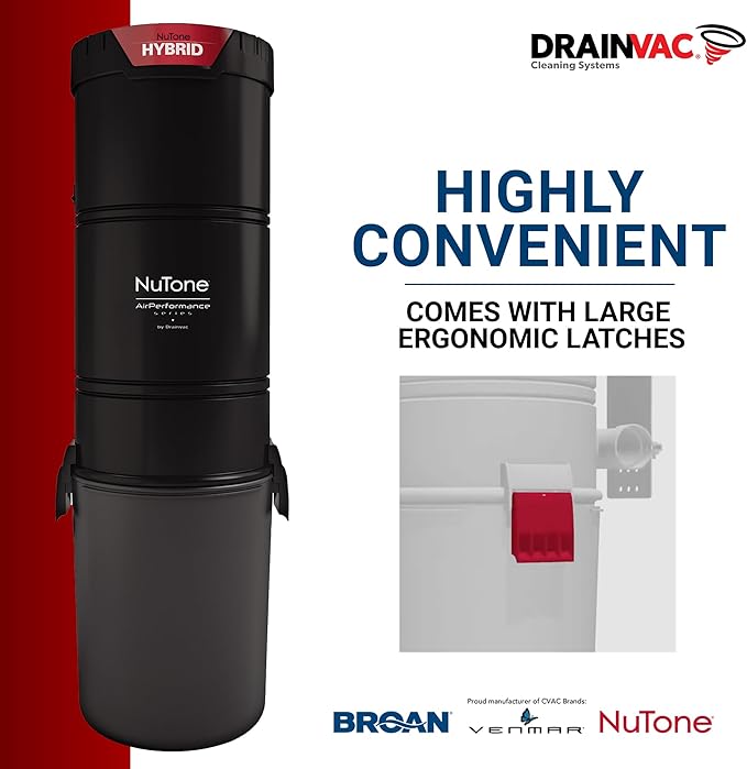 Broan-nutone 700 Air watts Residential Central Vacuum System - Advanced HEPA Filtration with 99.97% dust and microparticle Capture, Anti-Vibration, Powerful Suction