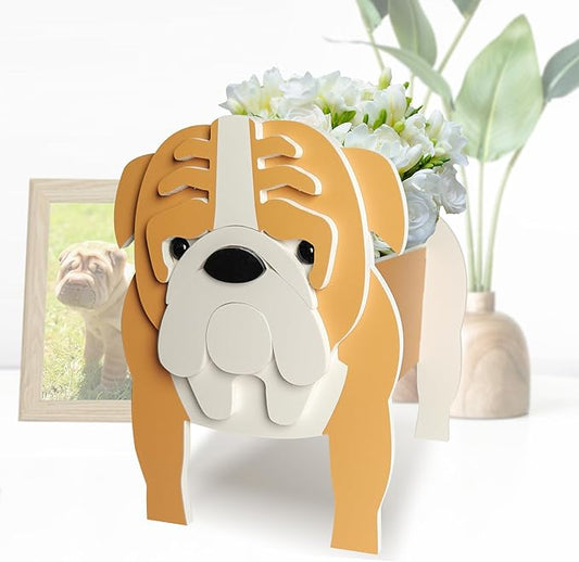 Brown English Bulldog Dog Planter, Pet Shape Garden Pots Plant Pots for Indoor/Outdoor Gardens Decoration, Cute, Surprise Gifts/Souvenirs for Pet Lovers