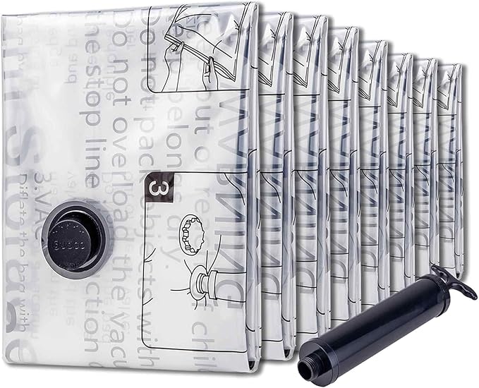 SUOCO 8 Jumbo Vacuum Storage Bags, Vacuum Seal Bags for Clothing, Travel Space Saver Bags for Luggage Clothes Pillows Comforters Blankets Bedding