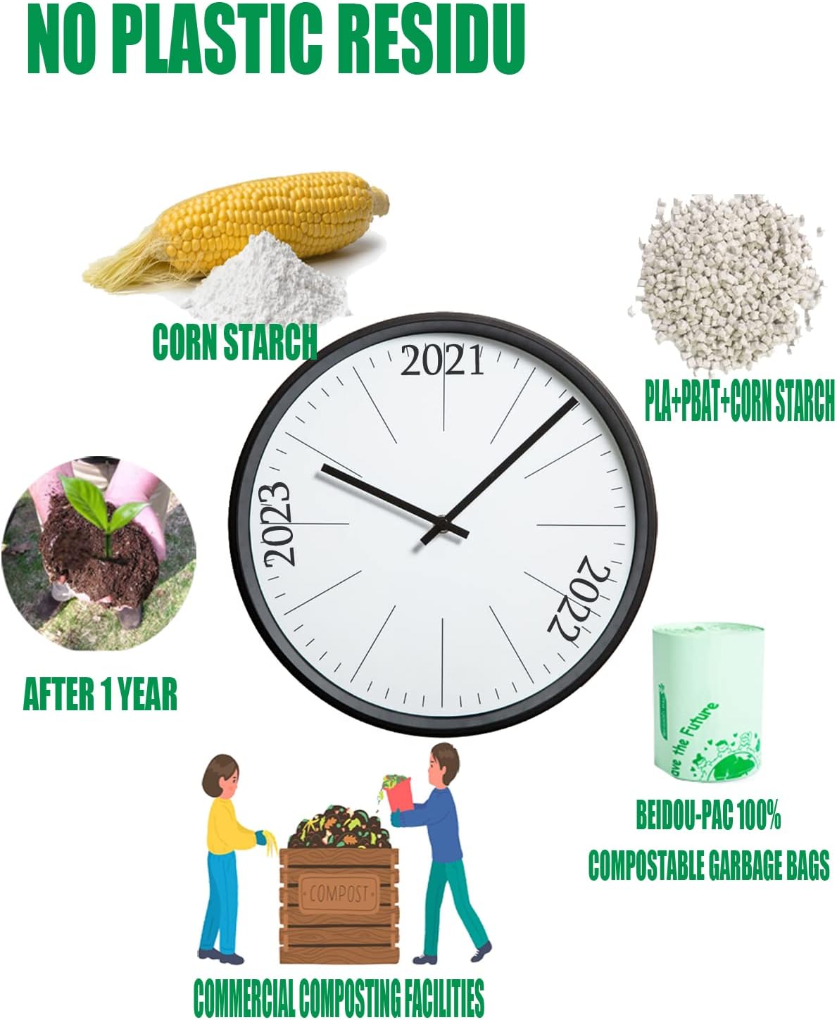 13 Gallon Compostable Trash Bags, 30 Count, Compost Bags Tall Kitchen Trash Bags with Handle, Sturdy Biodegradable Garbage Bags Food Scrap Waste Bags, ASTM D6400, US BPI Certified