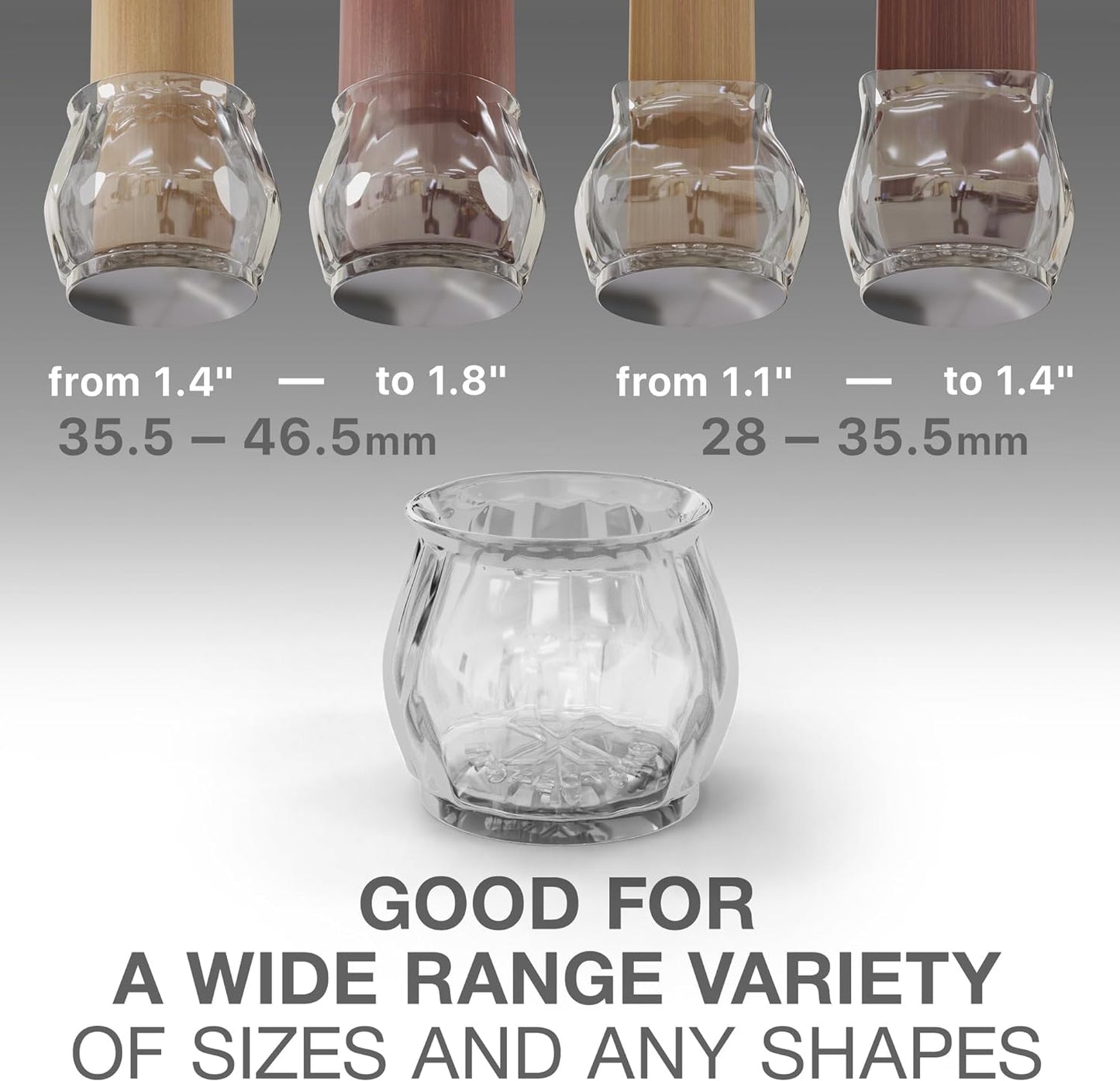 X-Protector Silicone Chair Leg Floor Protectors with Non-Slip Bottom - 16 PCS - Anti-Slip Chair Leg Covers - Non-Skid Furniture Leg Caps - Furniture Pads for 1.4-1.8" Round & 1.1-1.4" Square Legs!