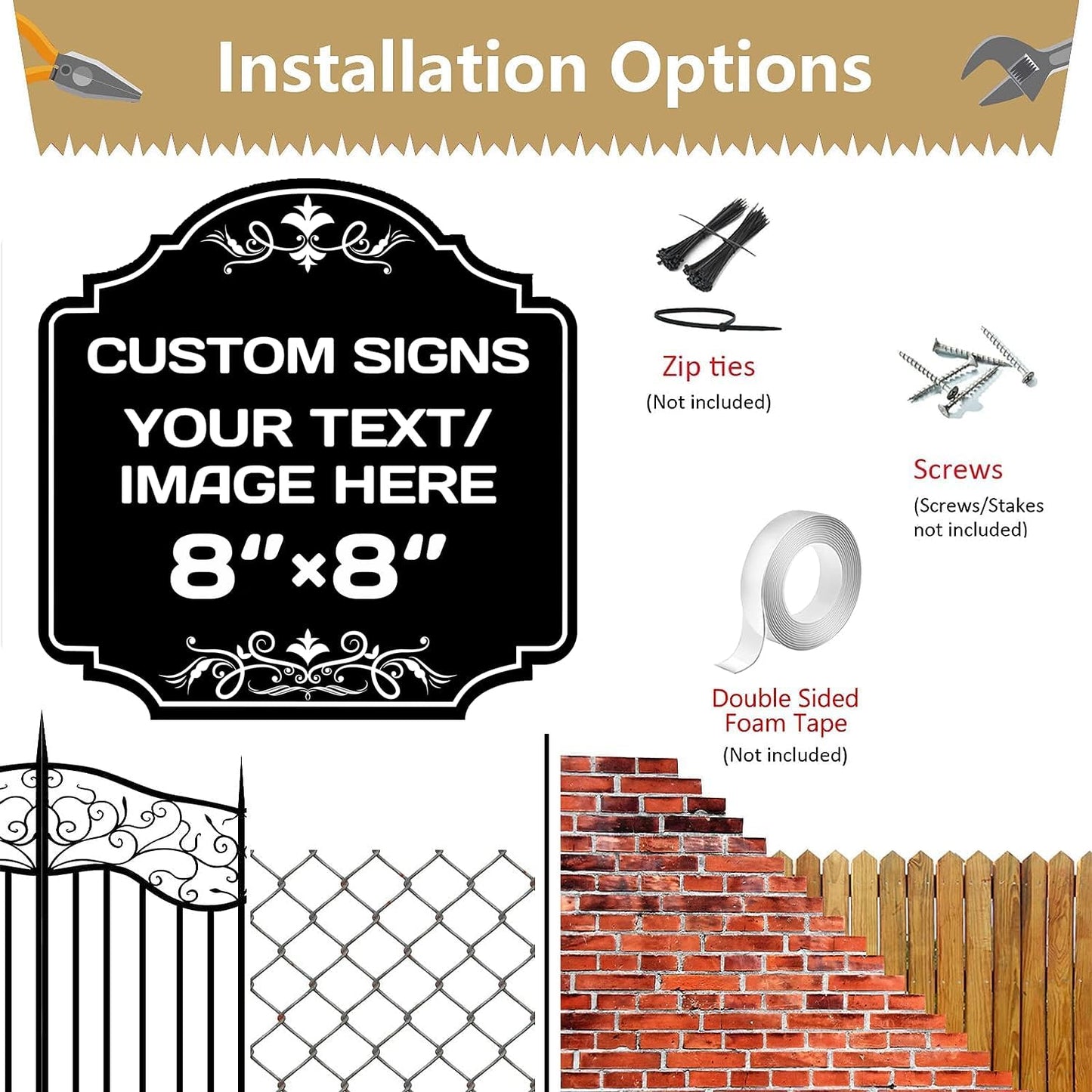 Personalized Aluminum Metal Signs - Weatherproof, Custom Text & Picture, Multiple Sizes, Hazard, Garden, Custom Door, Business Signs
