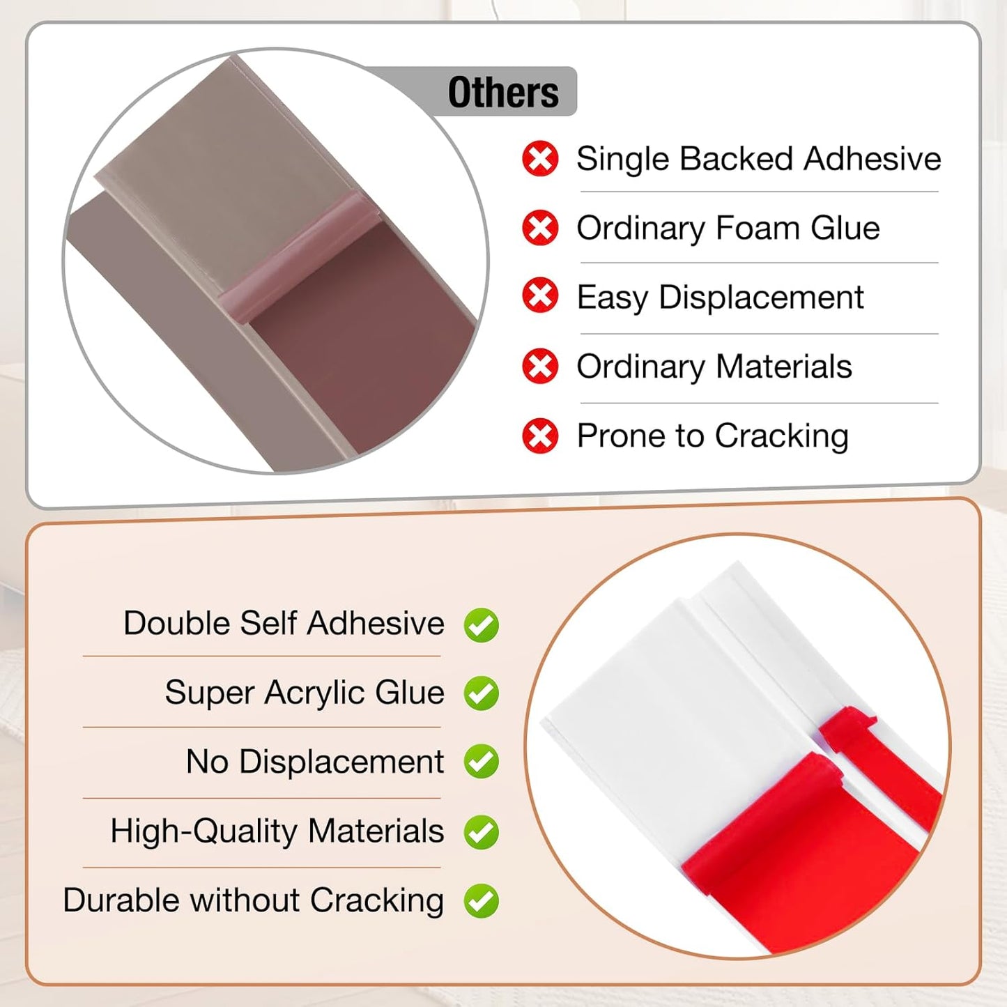 Floor Transition Strip Self Adhesive Vinyl Door Threshold for Doorways Carpet Edging Trim Overlap Edge Reducer for Laminate Floor, Carpet, Tile (White, 3/5" to 4/5", 6.6Ft)