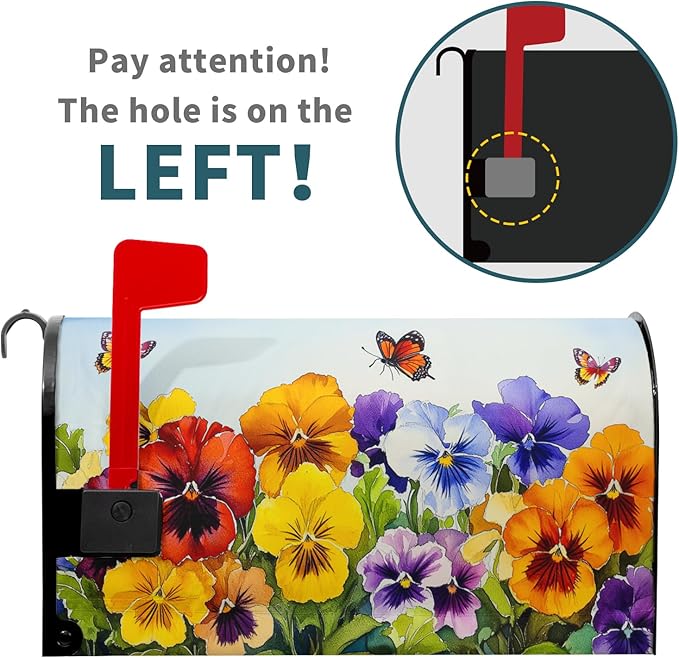 Watercolor Floral Mailbox Covers Magnetic Standard Size 21’’x18’’ Spring Summer Flowers Butterfly Letter Box Wrap Colorful Flower Seasonal Waterproof Post Letter Box Cover for Outdoor Garden Yard