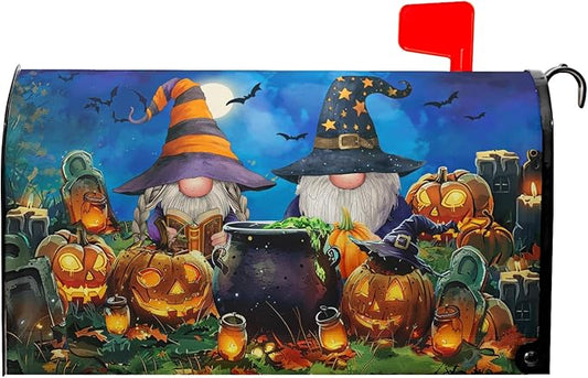 Halloween Gnomes Mailbox Covers Magnetic Standard Size Humor Spooky Pumpkins Waterproof Mail Box Cover Autumn Halloween Happy Holiday Letter Post Wraps for Home Garden Yard Outdoor 21x18 Inch
