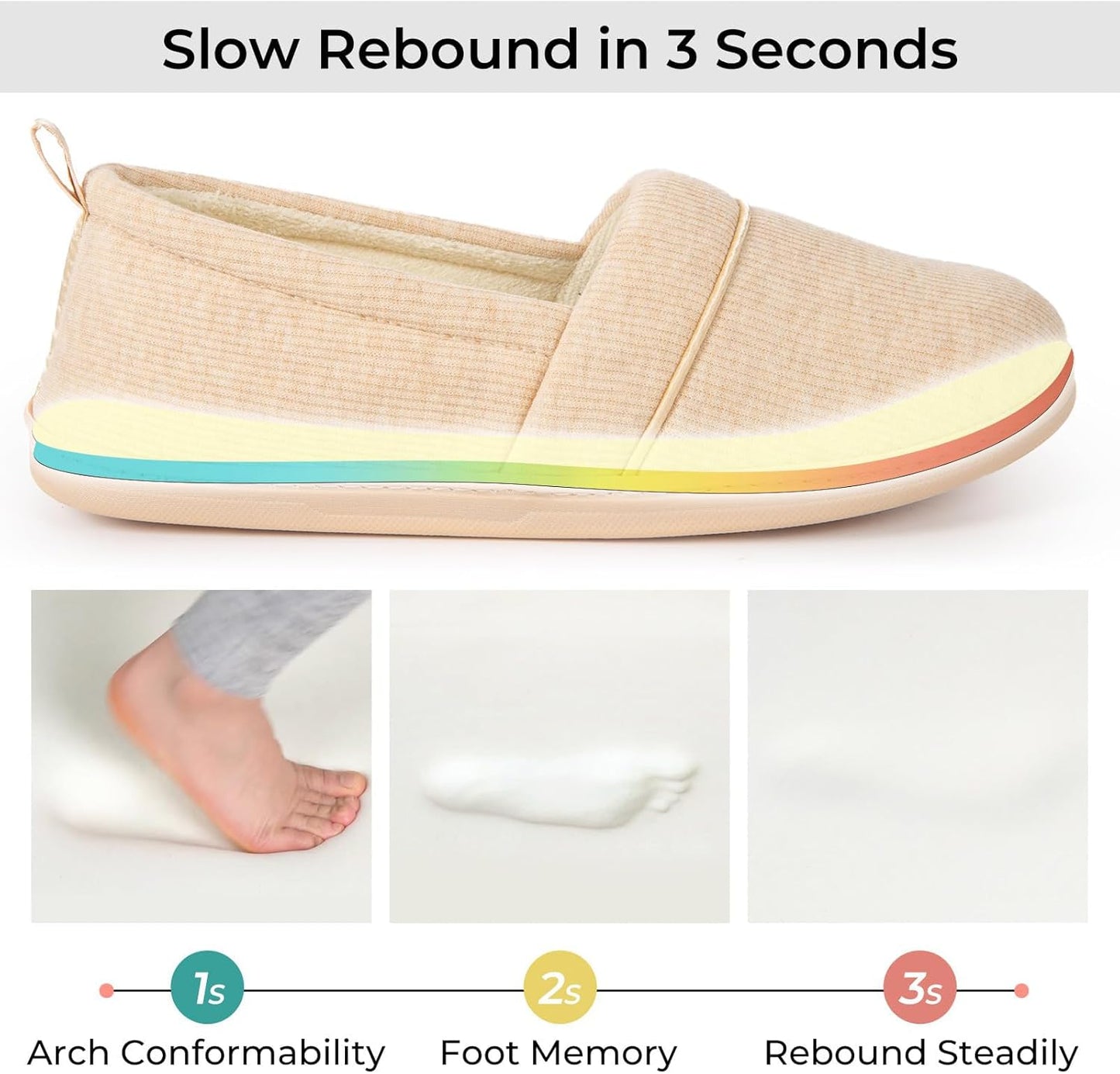 HomeTop Women's Comfy Loafer Slippers Lightweight Memory Foam Non-slip Indoor House Shoes