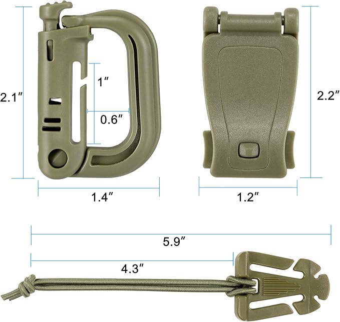 BOOSTEADY 36PCS Attachments for Tactical Backpack Vest Belt,D-Ring Grimloc Locking Gear Clip, Web Dominator Elastic Strings, Strap Management Tool Buckle,Hydration Tube Clips,Key Ring,MOLLE Bag