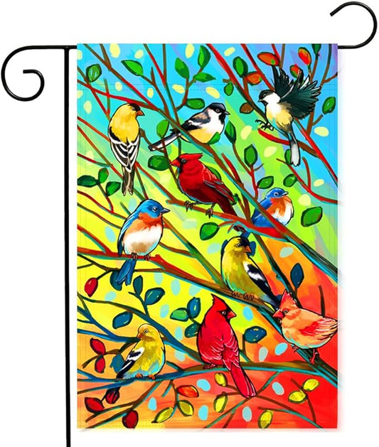 Tree Birds Garden Flags 12x18 Inch Double Sided Yard Flags for Outside Decoration