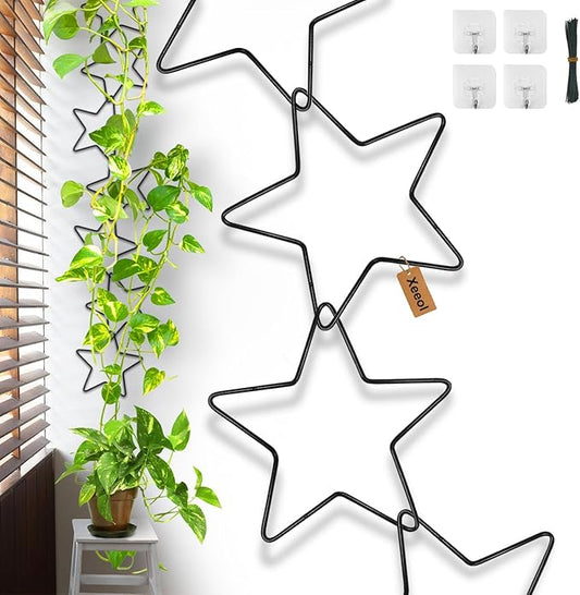 15 Pcs Chain Trellis for Climbing Plants, 7.5(ft) L Wall Plant Trellis Indoor, Pothos Plant Climber Support for Ivy Hoya Flower, Star