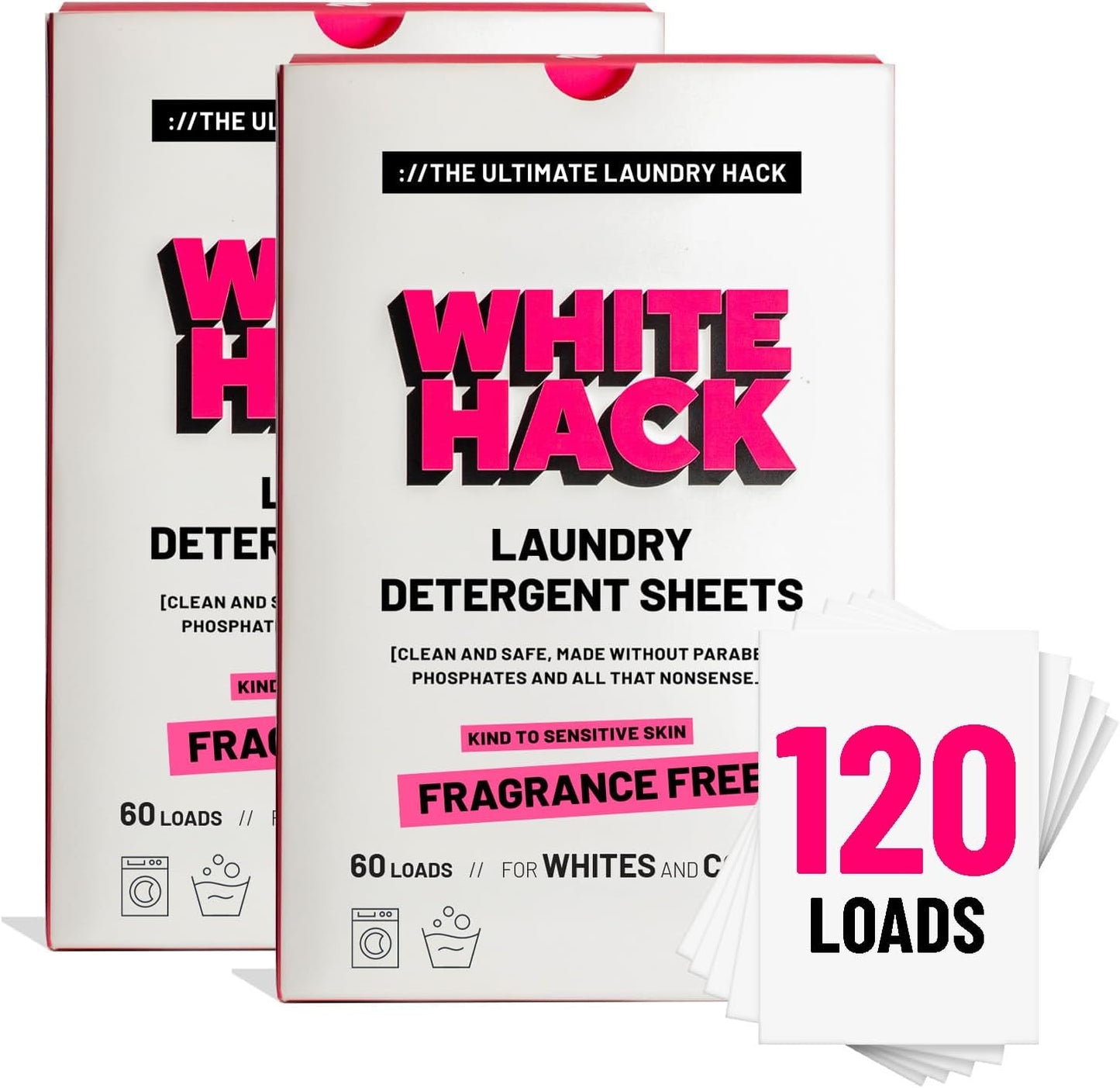 Fragrance Free Laundry Detergent Sheets | Clothes Detergent Laundry Soap Sheets for Travel - Mess-Free, Ultra Concentrated, Recyclable Packaging, Stain Fighting | Unscented, 120 Count