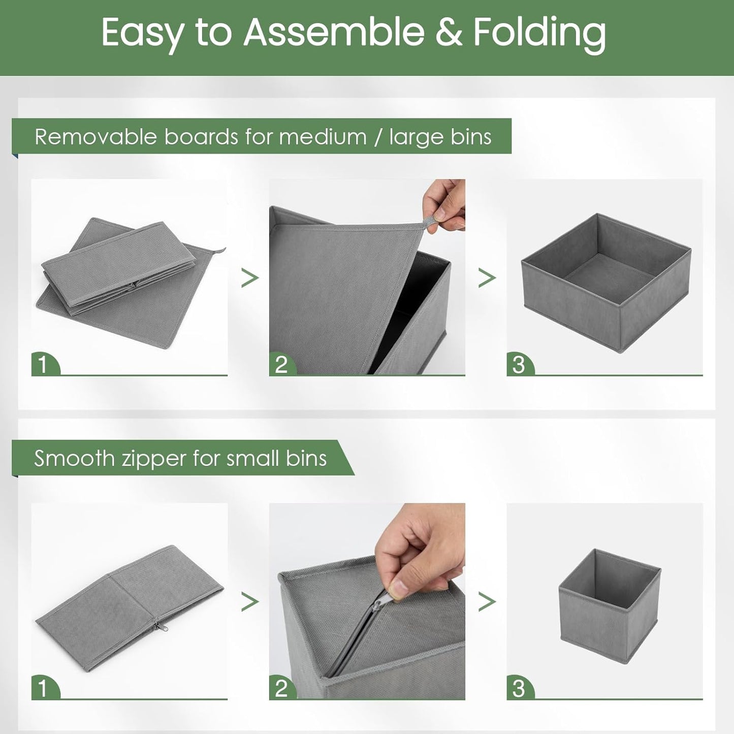 Criusia Drawer Organizer Clothes,16 Pack Underwear Drawer Organizers, Foldable Closet Organizers and Storage Dresser Drawer Dividers Clothing Organizer for Clothes, Socks, Scarves, Bra, Ties (Grey)