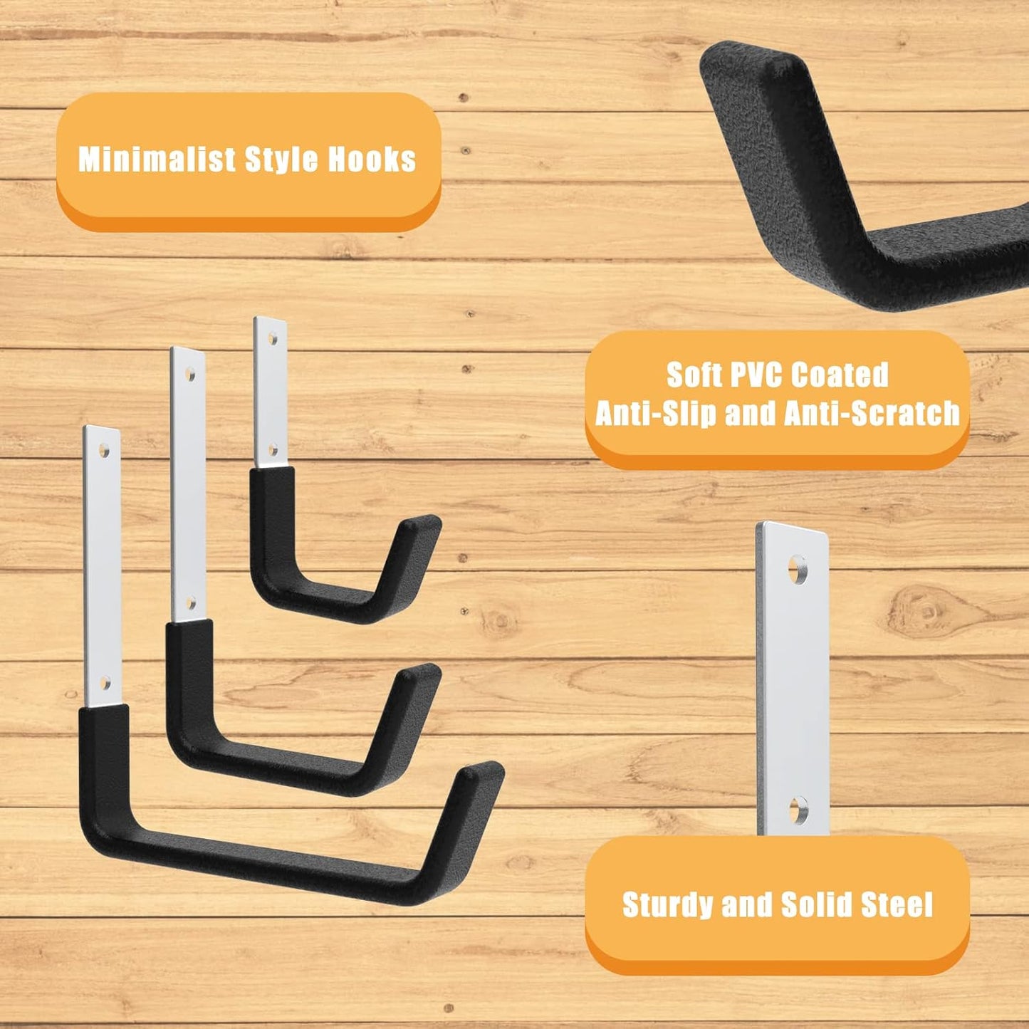 Heavy Duty Utility Hooks for Garage Storage Utility Hooks Wall Mount,Garage Hooks Heavy Duty,Garage Wall Hooks,Hose Holder,Bike Hooks,Ladder Hooks,Leaf Blower Hanger (2S & 2M & 2L)