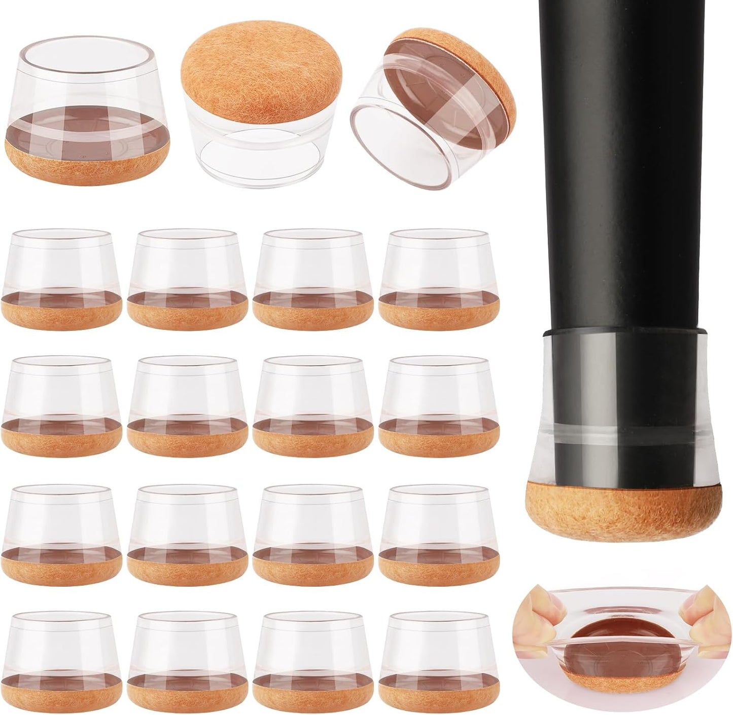 16 Pcs New Chair Leg Floor Protectors, Silicone Chair Leg Protectors for Hardwood Floors, Floor Protectors for Chairs, Chair Leg Caps Protect Wooden Floors from Scratching, Won't Tear