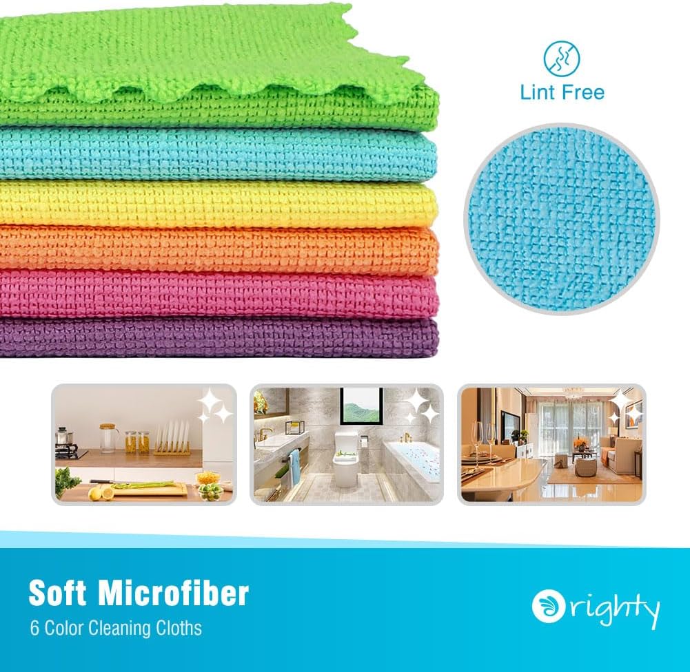 Orighty Microfiber Cleaning Cloths, Pack of 150, Highly Absorbent Cleaning Supplies, Lint Free Cloths for Multiple-use, Powerful Dust Removal Clean Rags for House, Kitchen, Car Care(12x12 inch)