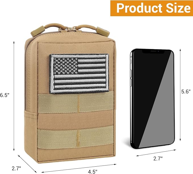 FUNANASUN 2 Pack Molle Pouches Tactical Pouch Small Molle Pouch Compact Water-Resistant EDC Pouch Molle Bag