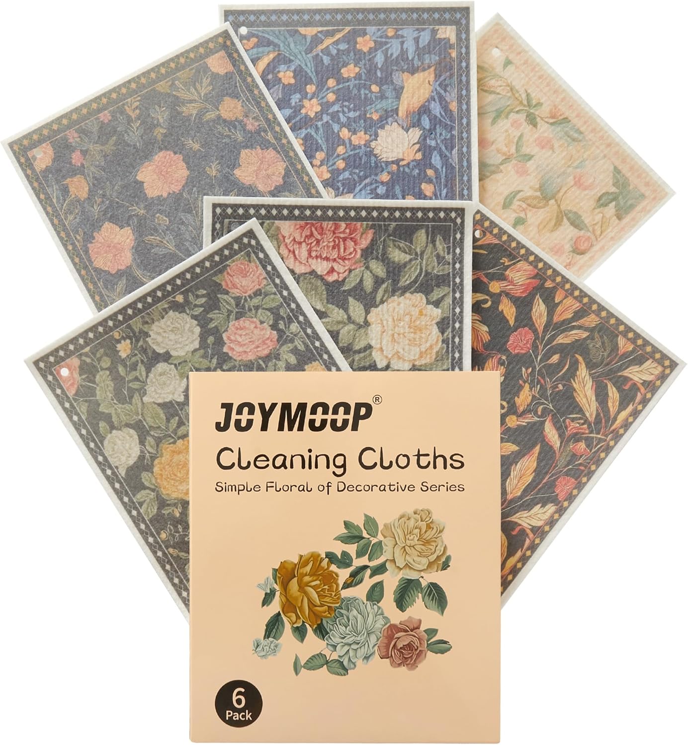 JOYMOOP 6 Pack Dishcloths for Kitchen, Reusable Paper Towels Washable, Absorbent Non-Scratch Dish Cloths for Washing Dishes, Quick-Drying Cleaning Rags for Cookware and Household, 6.7×7.9 Inch