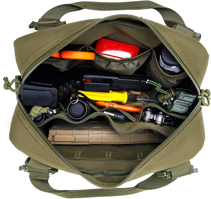 Tactical Molle Admin Pouch of Laser Cut Design,Medical EMT Organizer with Phone Pouch,EDC EMT Pack IFAK Tool Holder with US Patch (Large Green Without Accessories)