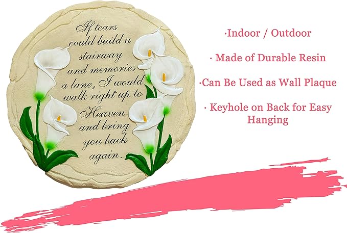 Spoontiques - Garden Décor - If Tears Could Build A Stairway Memorial Tulips Stepping Stone - Decorative Stone for Garden