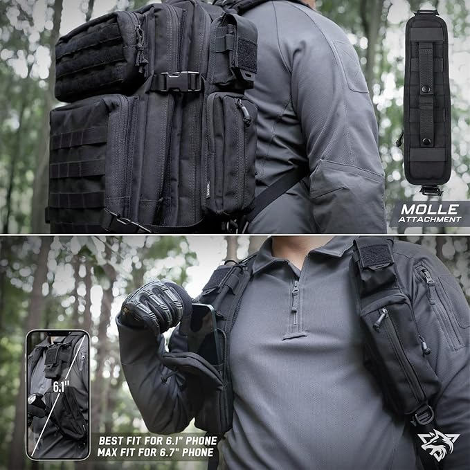 WYNEX Molle Accessories Pouch of Double Zipper Pocket Version, Backpack Strap Pouch Shoulder Strap Molle Attachment Tactical Accessories Bag Shoulder Starps Zipper Pocket Additional Phone Holder