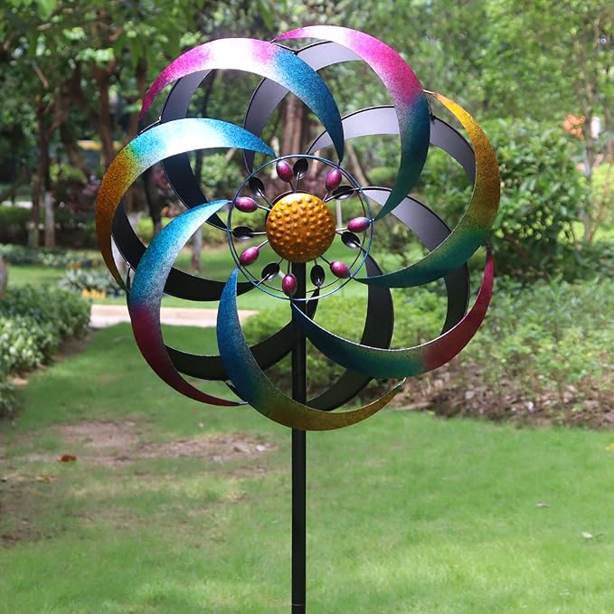 Wind Spinners Outdoor for Yard and Garden Large Colorful Metal Wind Sculptures Kinetic Windmills Decoration 70x20 Inches
