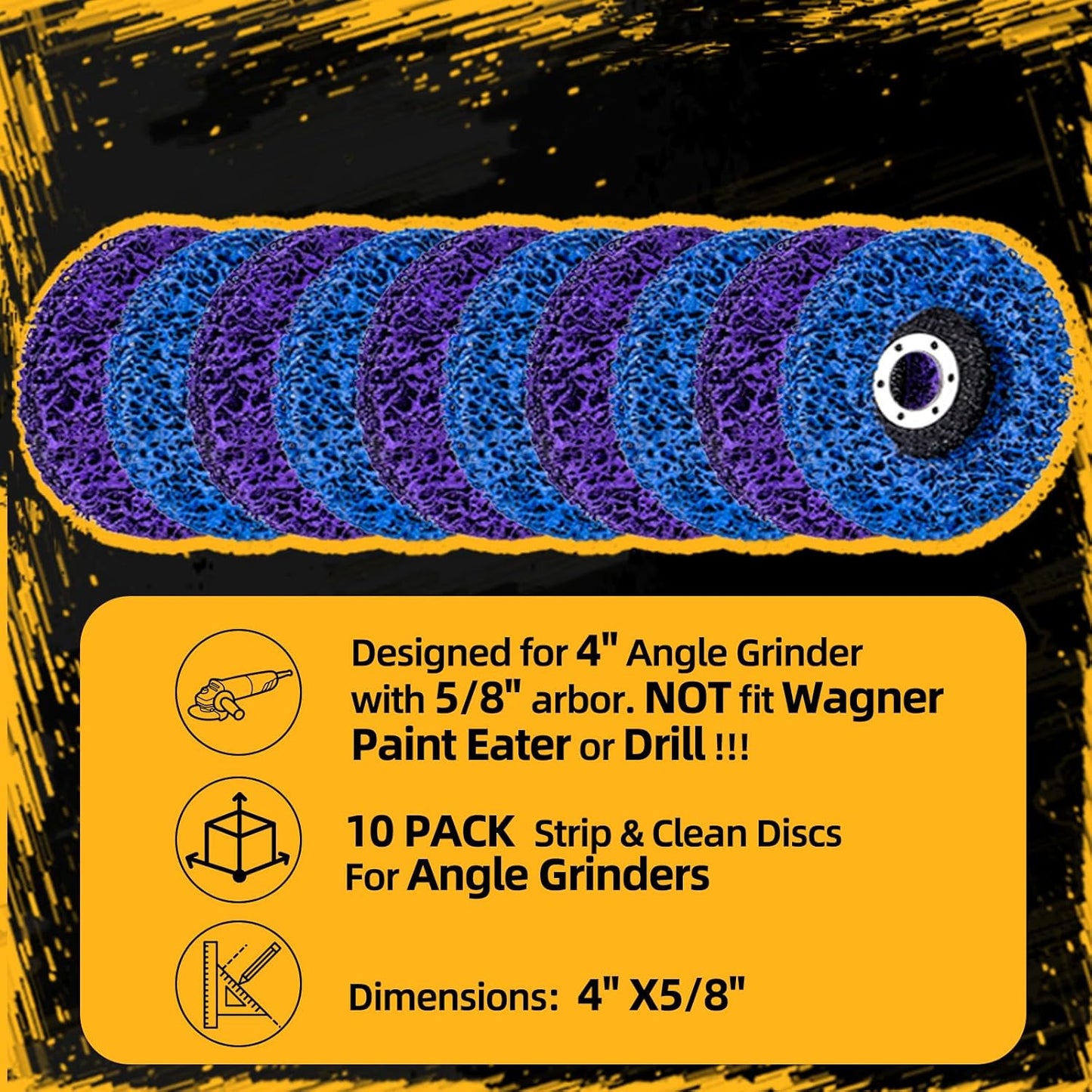 10 Pack Strip Discs Stripping Wheel 4 inch for Angle Grinder Clean and Remove Paint Coating Rust Welds Oxidation (4" x 5/8")