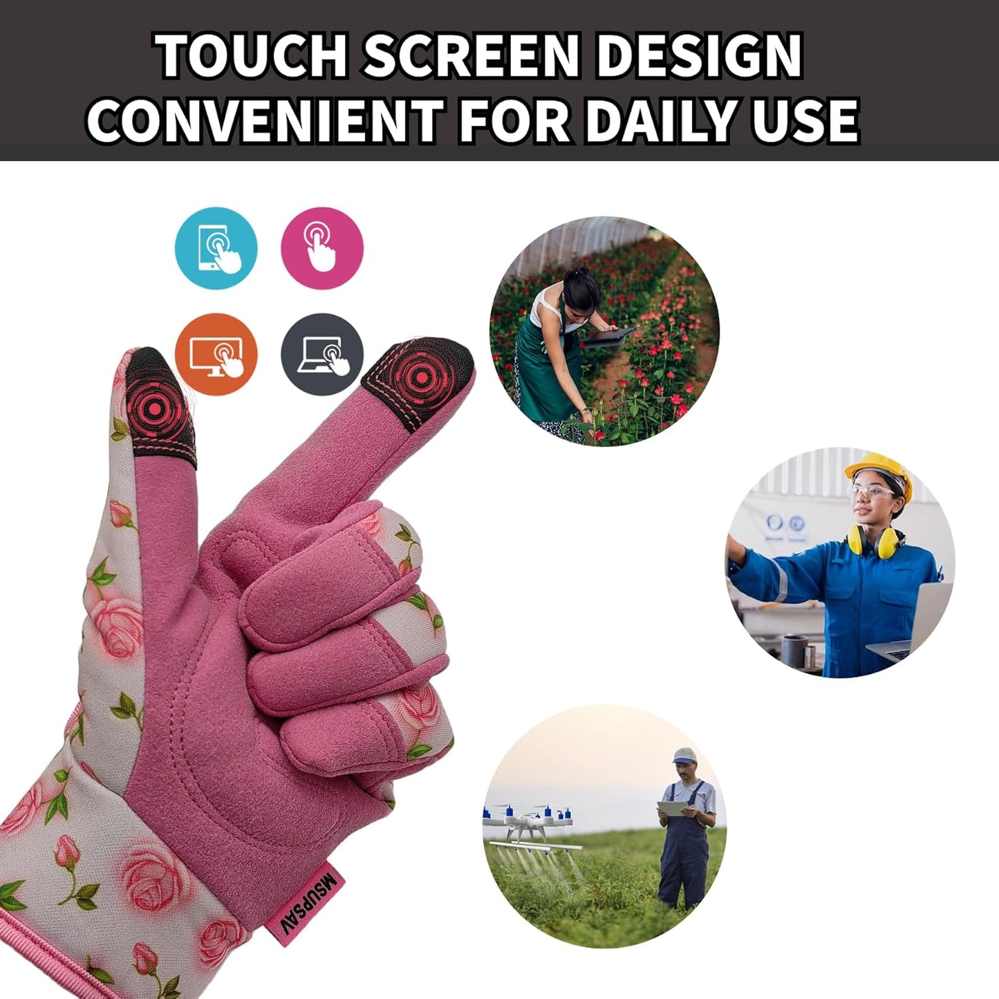 Thorn Proof&Puncture Resistant Gardening Gloves with Grip,Garden Gloves for Women, Leather Work Gloves,Gifts