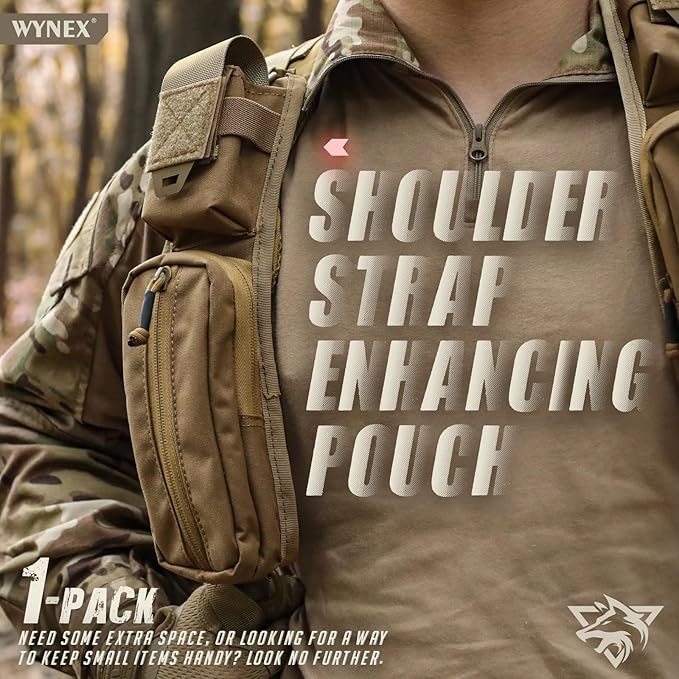 WYNEX Molle Accessories Pouch of Double Zipper Pocket Version, Backpack Strap Pouch Shoulder Strap Molle Attachment Tactical Accessories Bag Shoulder Starps Zipper Pocket Additional Phone Holder