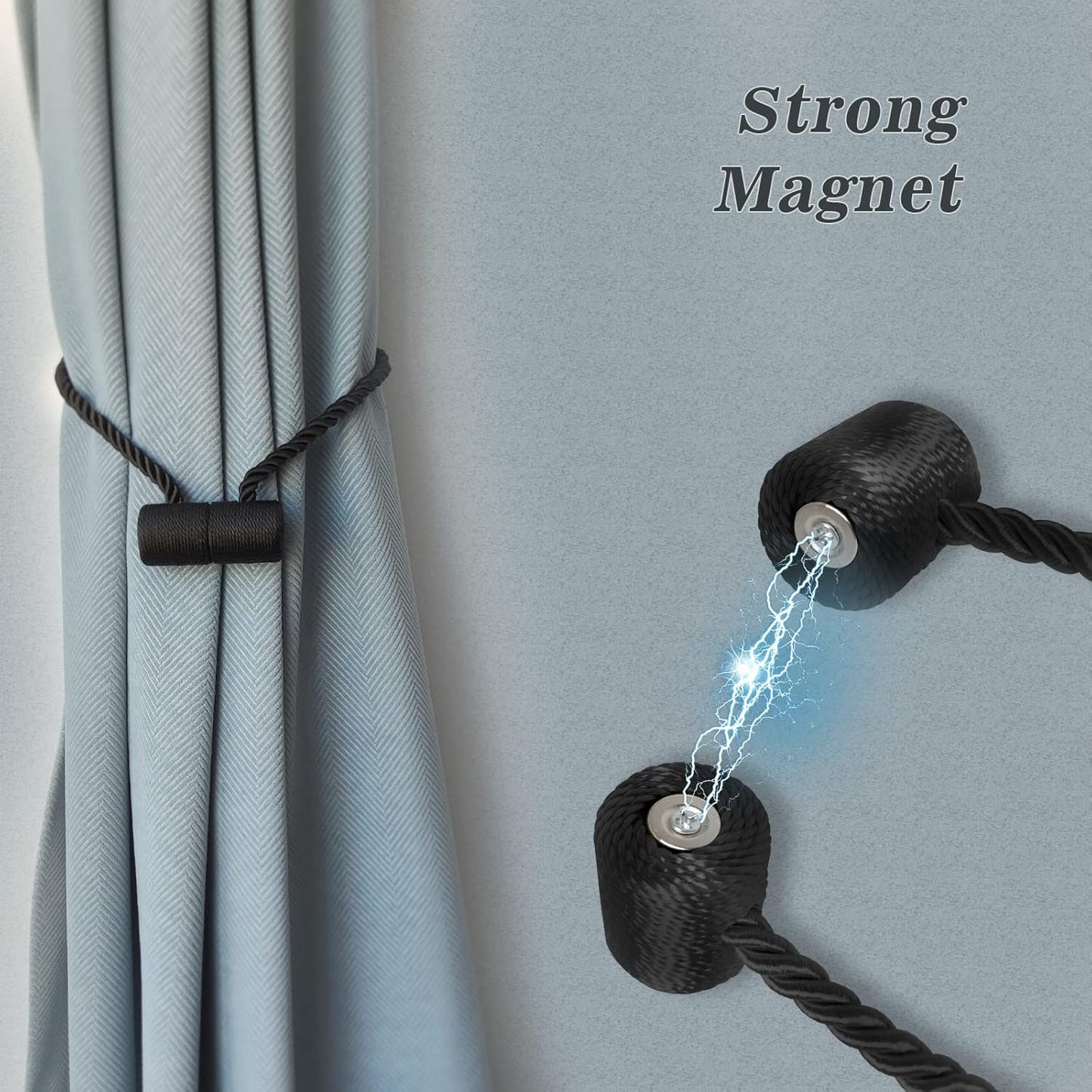 Hion Magnetic Curtain Tiebacks Dark Brown 6 Pack, Curtain Tiebacks Buckles Holdbacks Holders Hooks Clip for Home Bedroom Office Decorative Thick or Thin Curtain