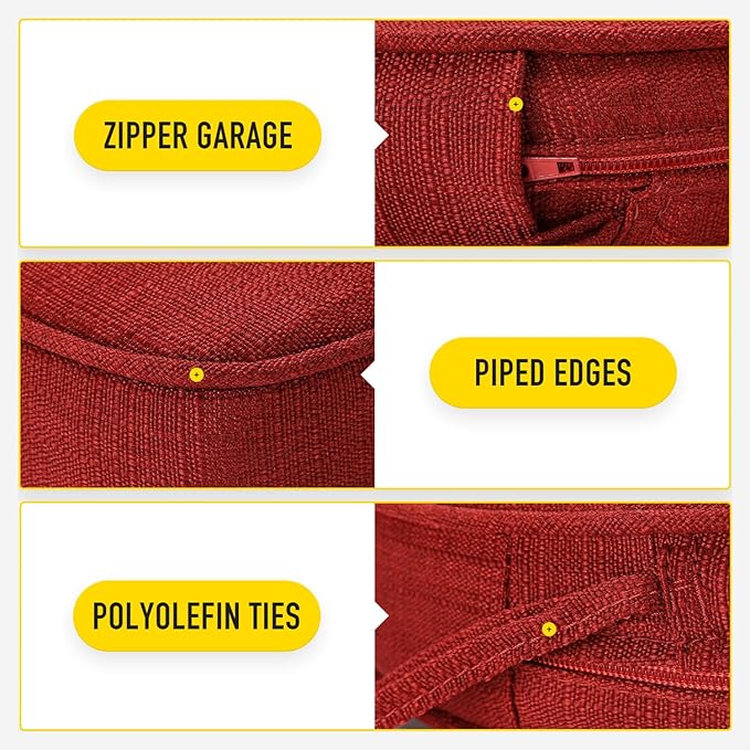 SUNROX Gel Memory Foam Chair Cushions, FadeShield Water-, Stain-Resistant Durable Reversible Seat Cushion Pads with Ties for Indoor/Outdoor Kitchen Dining Office 17"x16" Set of 4, Burgundy