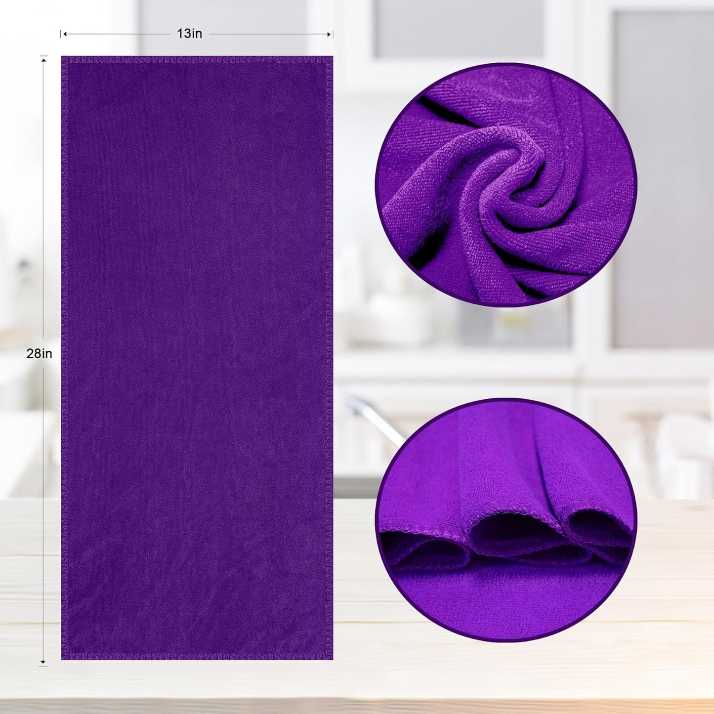 kimteny 13x28 Inches Kitchen Cloth Dish Towels, 400 GSM Premium Dishcloths, Super Absorbent Coral Velvet Microfiber Cleaning Cloths, Fast Drying Rags for Washing Dishes (6 Pack, Purple)